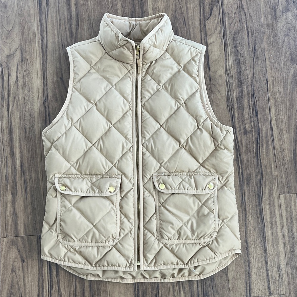 J Crew Quilted Tan Puffer Vest